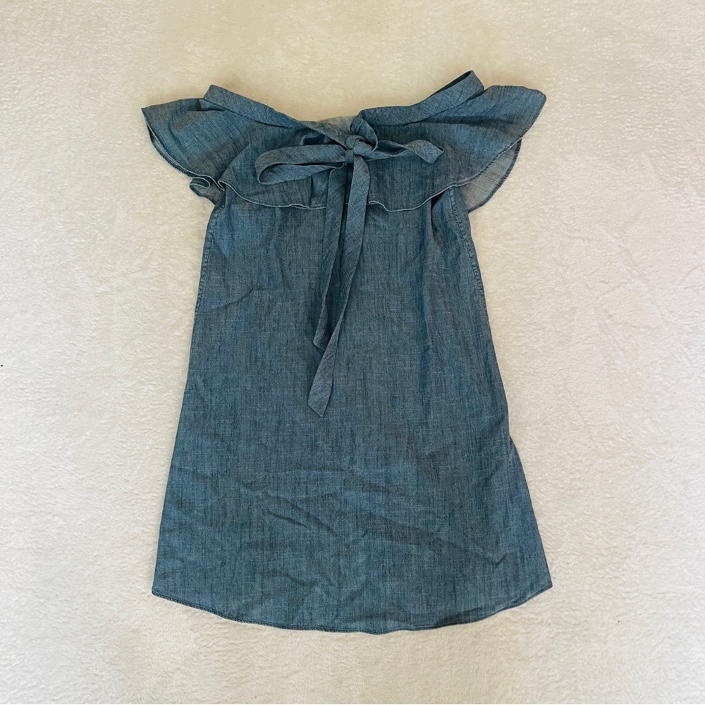 Alice + Oliva Alexia Off the Shoulder Ruffle Halter Mini Chambray Dress Small - Picture 10 of 15